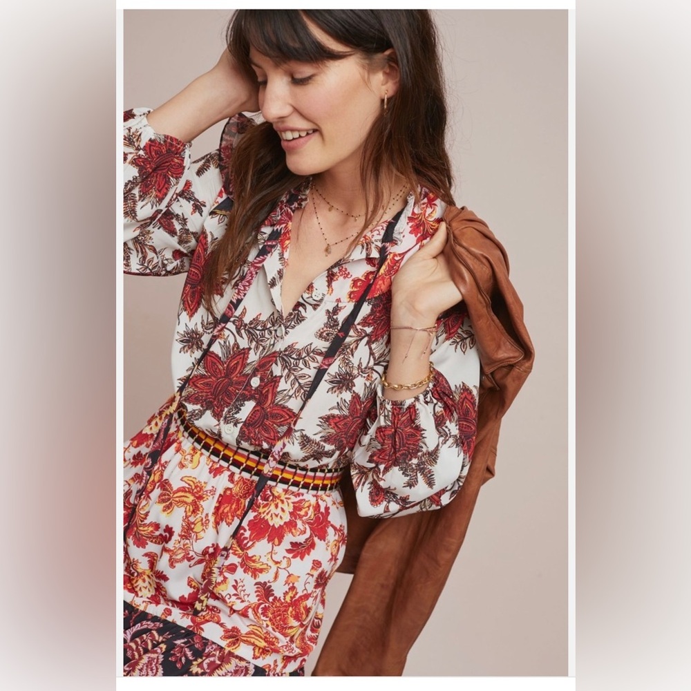 NWOT Hemant & Nandita Anthropologie Emilie Ruffled Maxi Dress - Picture 7 of 7